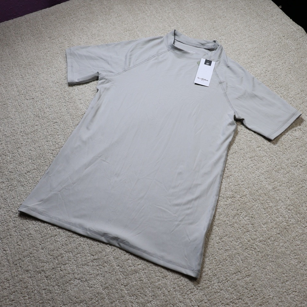 Goodfellow & Co Mens Short Sleeve Rashguard Gray UPF 50+ Slim Fit Small NWT